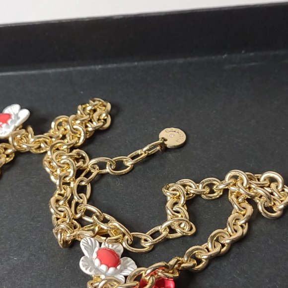 Very Cute Talbots Red, Pink, And White Flower Necklace 21 Inches Long - Picture 6 of 15
